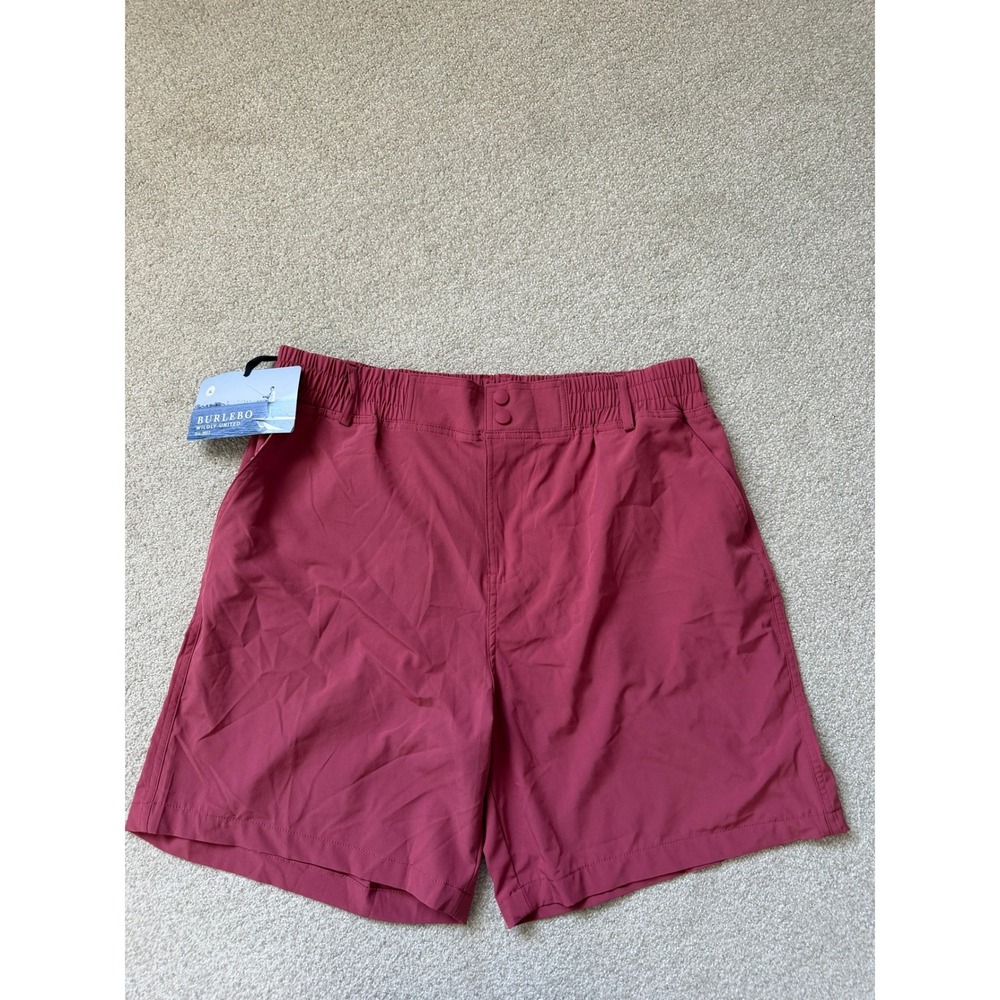 NWT Burlebo Everyday Performance Fishing Shorts Size XL Red Maroon Swim